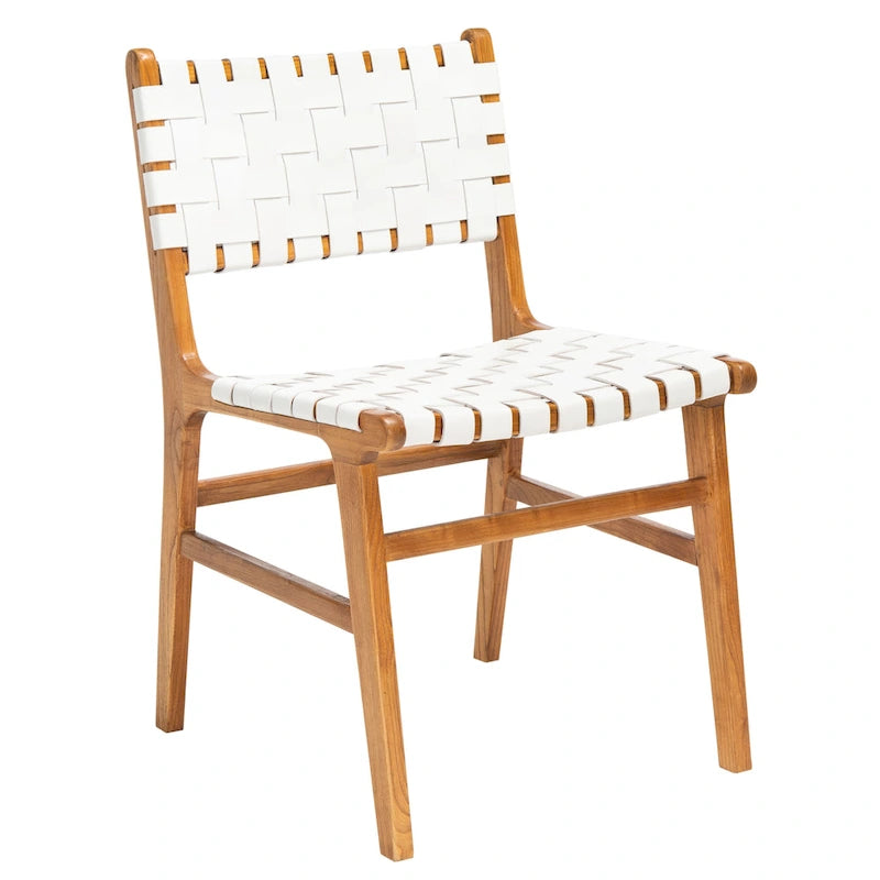 Woven Leather Dining Chair - Cognac / Natural - 20Wx22Dx33H