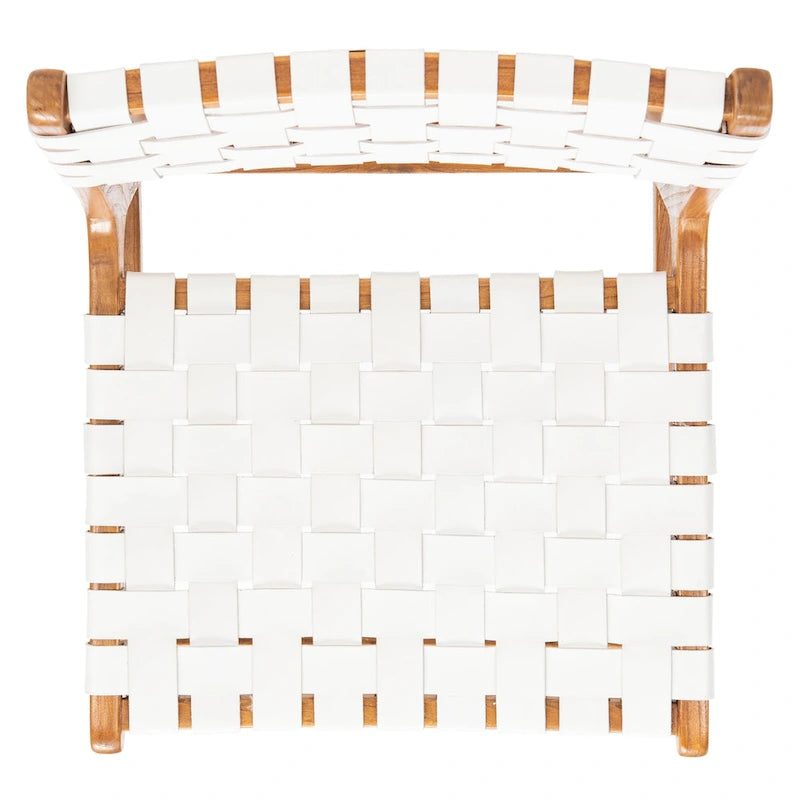 Woven Leather Dining Chair - Cognac / Natural - 20Wx22Dx33H