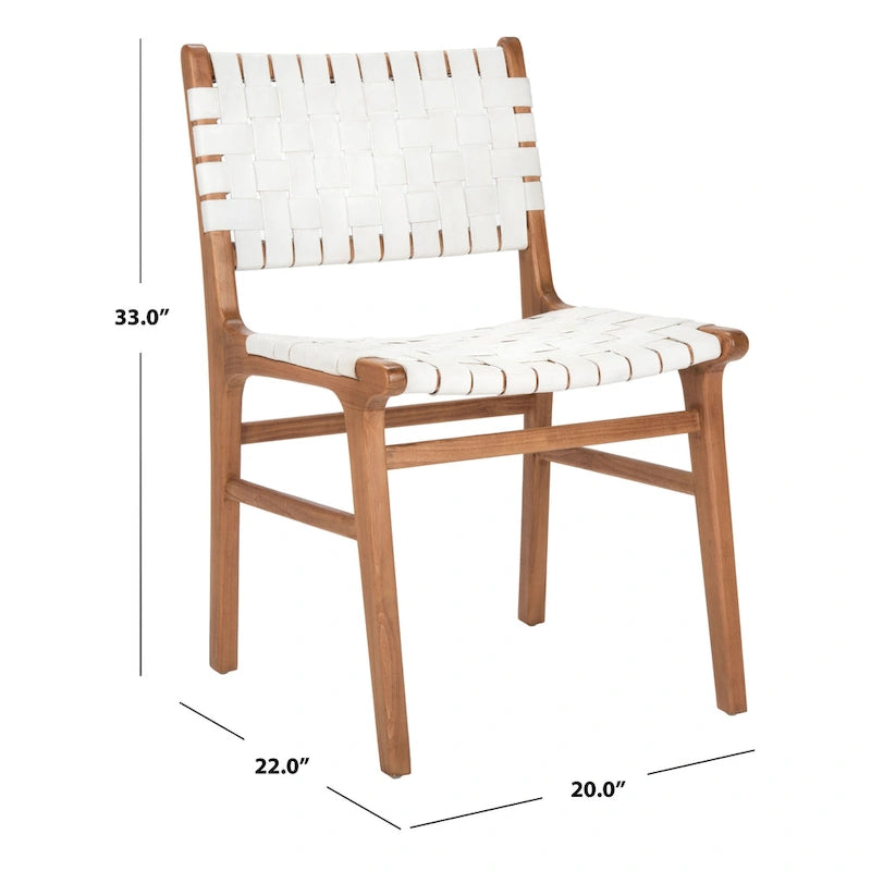 Woven Leather Dining Chair - Cognac / Natural - 20Wx22Dx33H