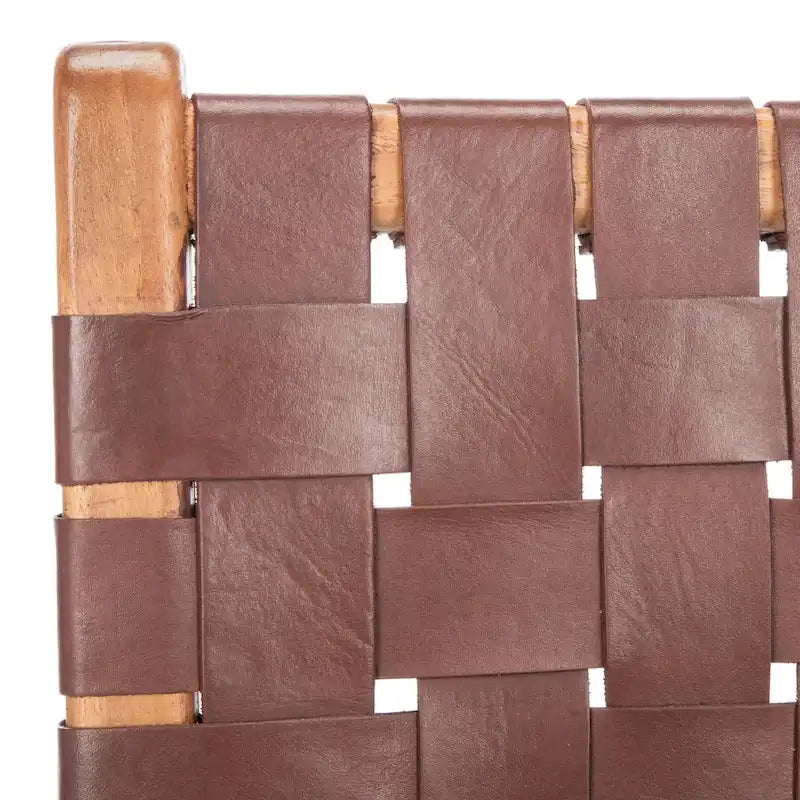 Woven Leather Dining Chair - Cognac / Natural - 20Wx22Dx33H