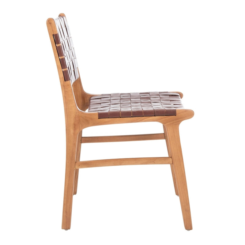 Woven Leather Dining Chair - Cognac / Natural - 20Wx22Dx33H