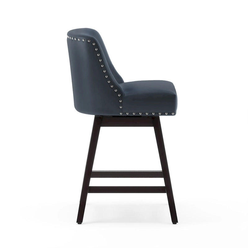26 in. Counter Height Upholstered Wood Frame Swivel Bar Stool with Farbic Seat Set of 4 - 19.6D x 19.6W x 37H