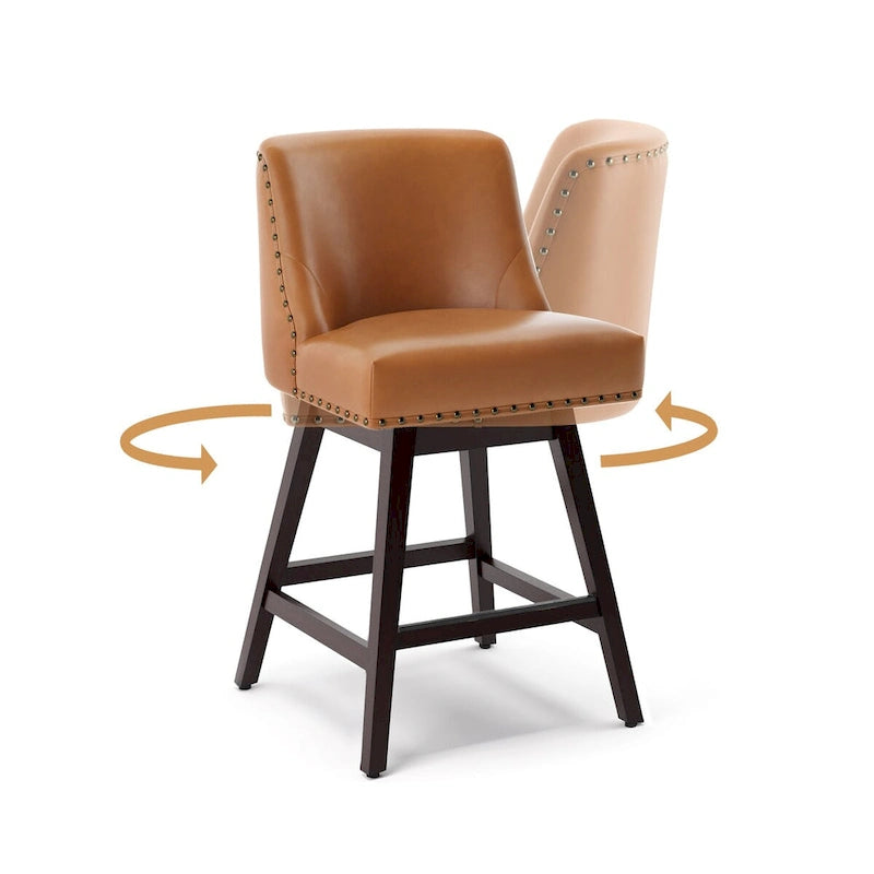 26 in. Counter Height Upholstered Wood Frame Swivel Bar Stool with Farbic Seat Set of 4 - 19.6D x 19.6W x 37H