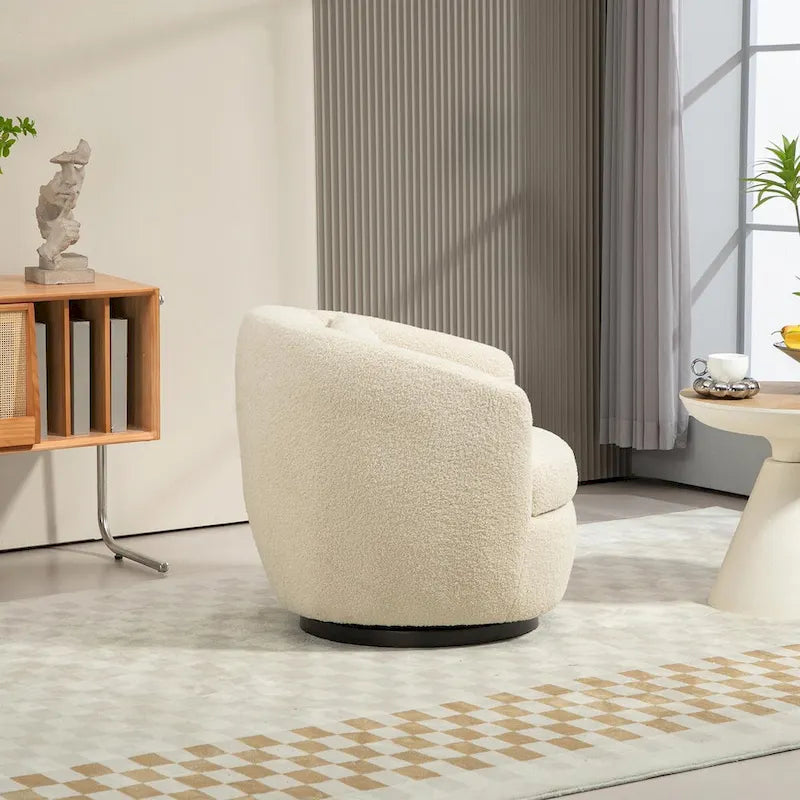 Modern Swivel Barrel Armchair with Storage