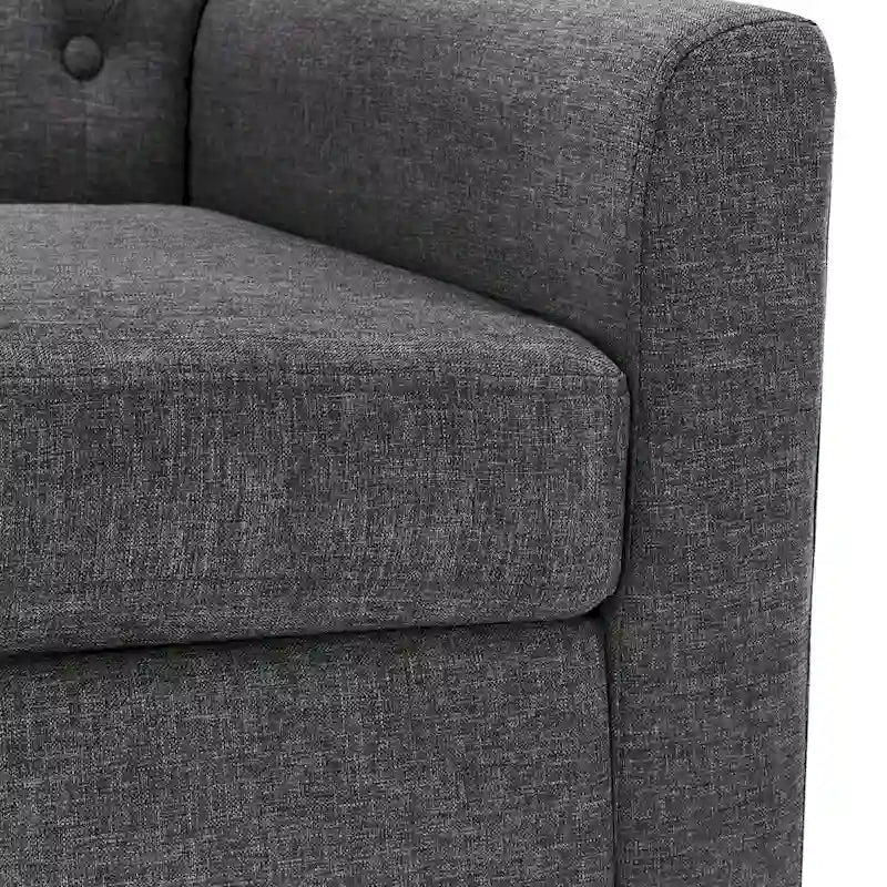 Mid-Century Modern Upholstered Linen Fabric Button Tufted Accent Chair - 28.5 W X 27.25 D X 33.75 H