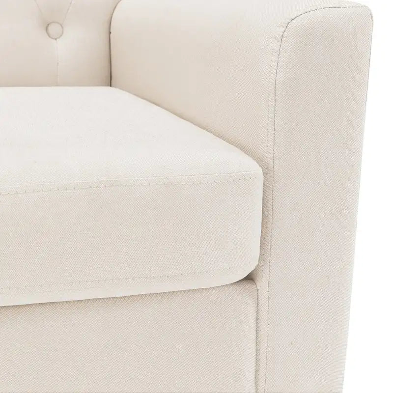 Mid-Century Modern Upholstered Linen Fabric Button Tufted Accent Chair - 28.5 W X 27.25 D X 33.75 H