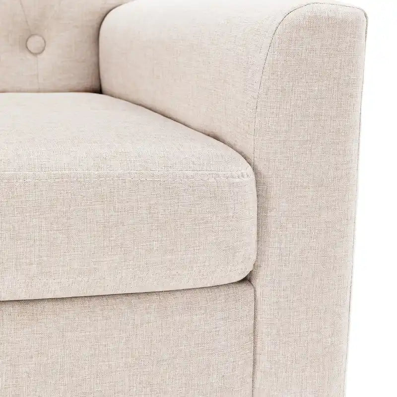 Mid-Century Modern Upholstered Linen Fabric Button Tufted Accent Chair - 28.5 W X 27.25 D X 33.75 H