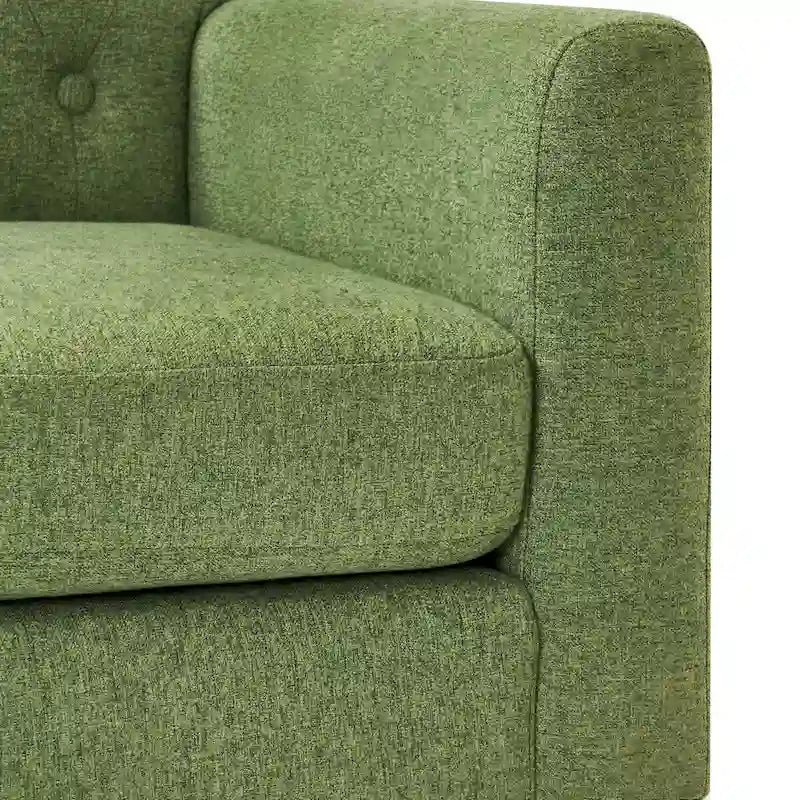 Mid-Century Modern Upholstered Linen Fabric Button Tufted Accent Chair - 28.5 W X 27.25 D X 33.75 H