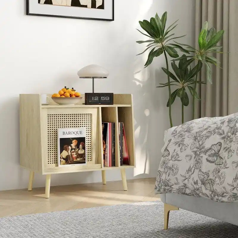Record Player Stand with Vinyl Storage - 15.74 x 25.98 x 25.19 inches