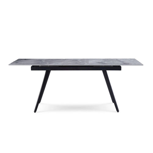 Table à manger extensible de 79 pouces, surface en pierre texturée, gris chaud